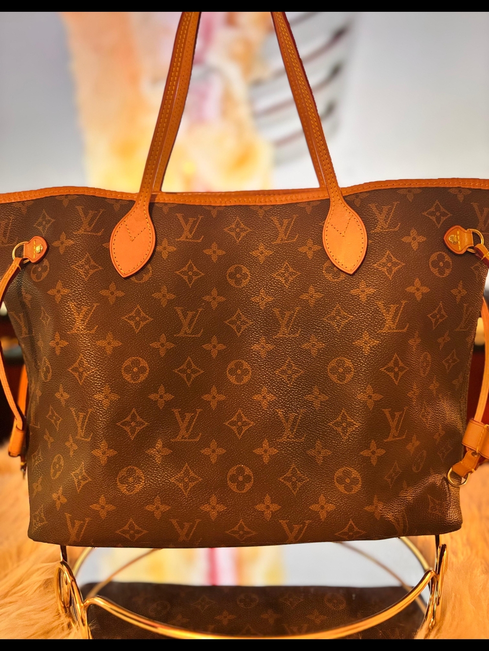 Louis Vuitton Monogram Canvas Neverfull Tote in Brown and Tan MM